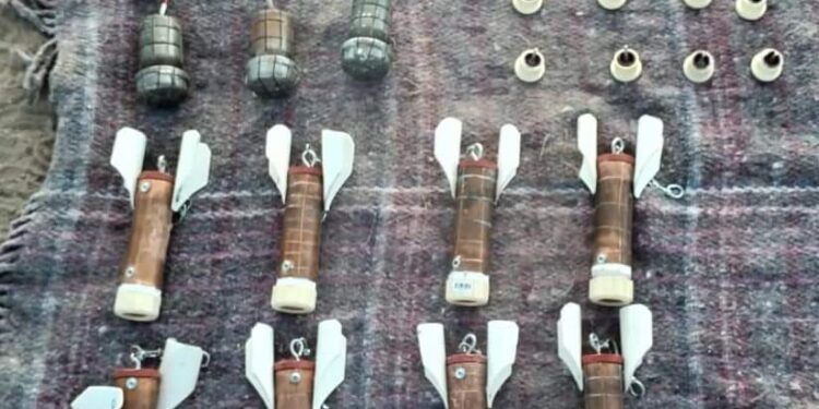 Asegura GN morteros artesanales lanzados desde drones en Zacatecas