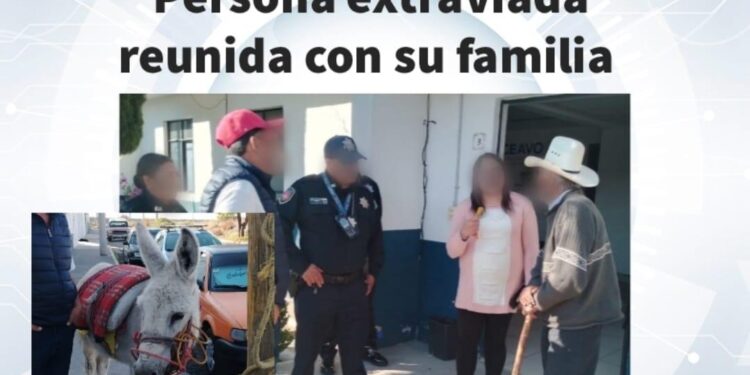 REÚNE POLICÍA DE HUAMANTLA A ADULTO MAYOR EXTRAVIADO CON SU FAMILIA