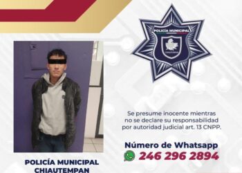 Detiene Policía de Chiautempan a masculino por robo de motocicleta