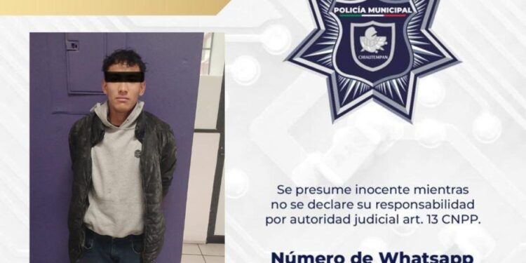 Detiene Policía de Chiautempan a masculino por robo de motocicleta