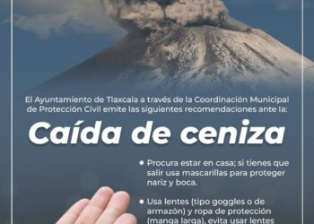 El Ayuntamiento de Tlaxcala recomendaciones ante la caida de ceniza volcanica