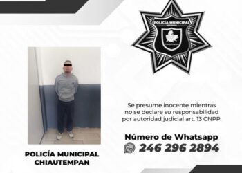 Detiene Policía de Chiautempan a sujeto por escandalizar el orden público y resistirse a mandamientos policiales