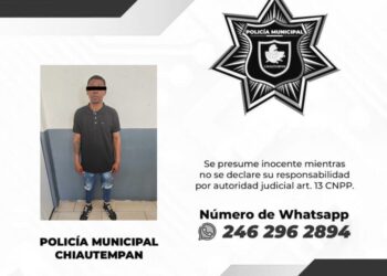 Detiene Policía de Chiautempan a sujeto por cohecho