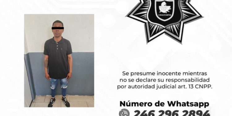 Detiene Policía de Chiautempan a sujeto por cohecho