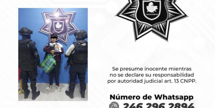 Detiene Policía de Chiautempan a sujeto por robo a comercio