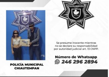 Detiene Policía de Chiautempan a dos personas por posesión de arma de fuego hechiza y cohecho