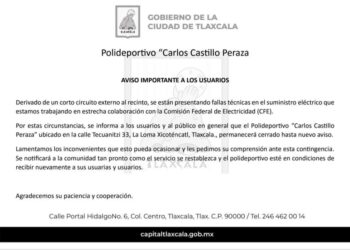 Aviso importante a los usuarios del Polideportivo «Carlos Castillo Peraza»