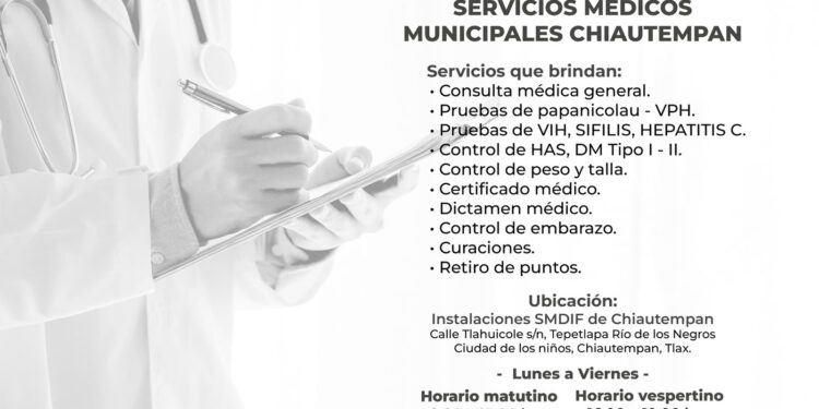 AYUNTAMIENTO DE CHIAUTEMPAN Y SMDIF INVITAN A LOS SERVICIOS MÉDICOS MUNICIPALES