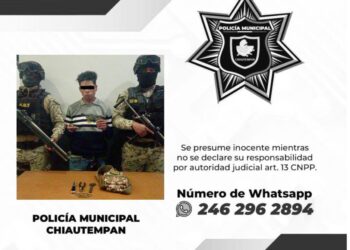 Detiene GOT de la Policía de Chiautempan a sujeto por portación ilegal de arma de fuego