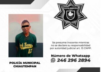 Detiene Policía de Chiautempan a sujeto por señalamientos de diversos ilicitos
