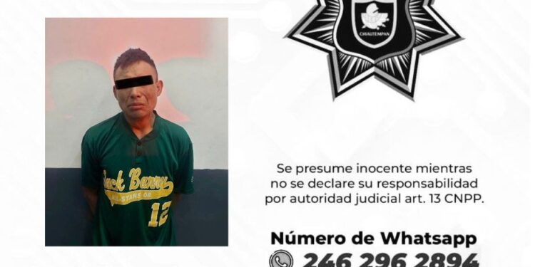 Detiene Policía de Chiautempan a sujeto por señalamientos de diversos ilicitos