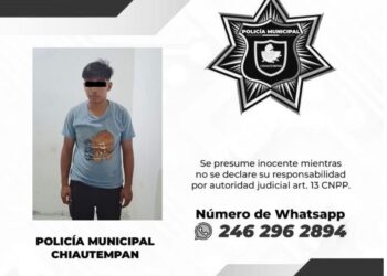 Asegura Policía de Chiautempan a sujeto por intento de robo de motocicleta