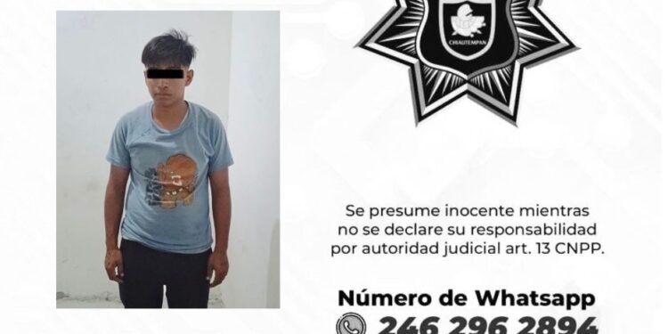 Asegura Policía de Chiautempan a sujeto por intento de robo de motocicleta