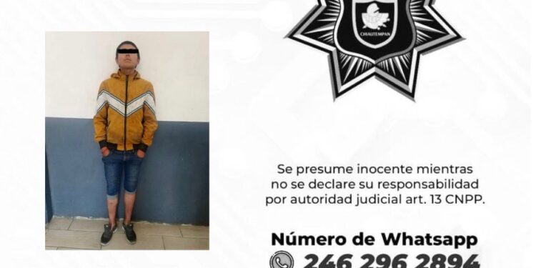 Detiene Policía de Chiautempan a sujeto por alteración del orden público y otras infracciones municipales