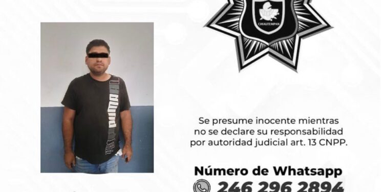Asegura Policía Municipal de Chiautempan a sujeto por portación ilegal de arma de fuego