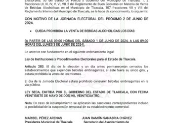 Aplicarán Ley Seca en el municipio de Tlaxcala por elecciones