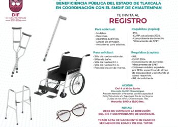 AYUNTAMIENTO DE CHIAUTEMPAN INVITA AL REGISTRO DE APARATOS FUNCIONALES Y SILLAS DE RUEDAS
