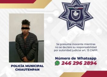 Detiene Policía de Chiautempan a sujeto por robo