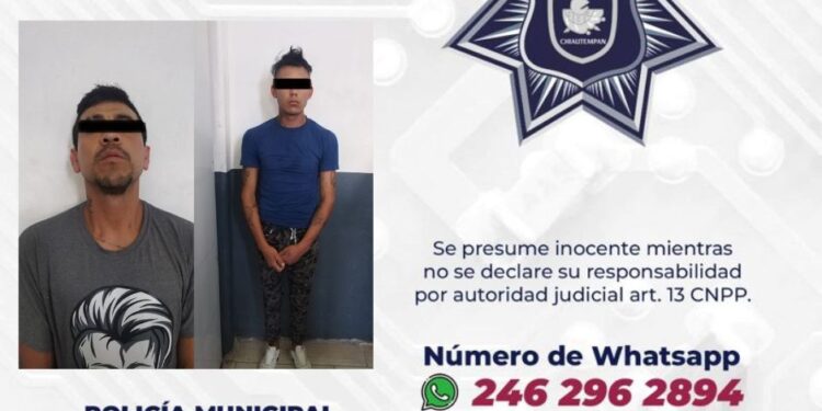 Logra Policía de Chiautempan detención de cuatro personas por infringir el Bando de Policía y Gobierno del Municipio