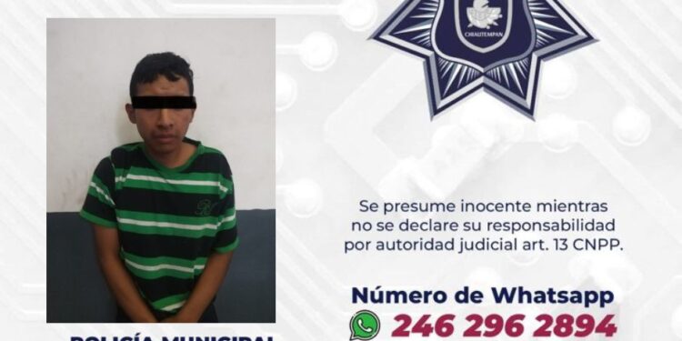 Detiene Policía de Chiautempan a sujeto por alteración del orden público