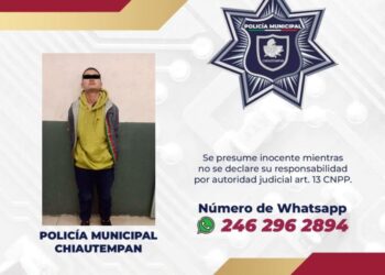 Detiene Policía de Chiautempan a sujeto por presunto robo a comercio