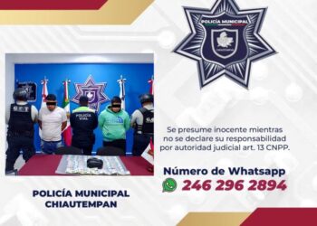 En rápida intervención, logra Policía de Chiautempan detención de dos sujetos por intento de asalto